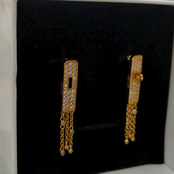 Hermès Gold Diamond Tassel Earrings - Picture 1 of 6